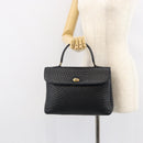 BALLY Hand Bag Leather Black Gold Auth BA7301-22