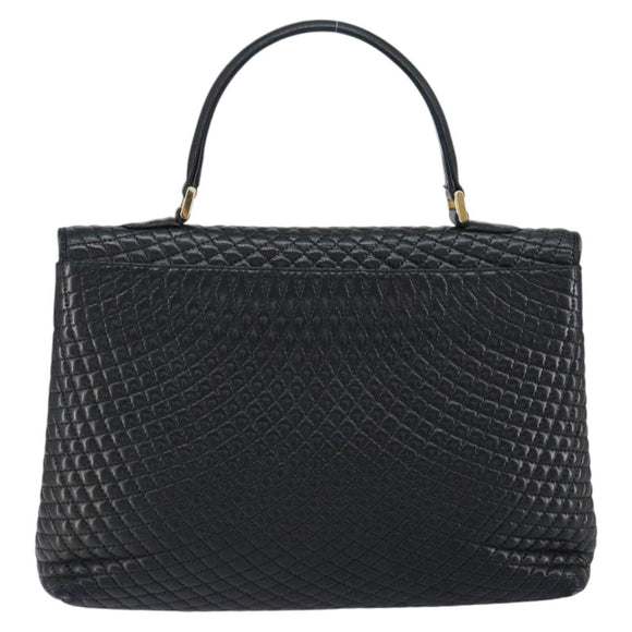 BALLY Hand Bag Leather Black Gold Auth BA7301