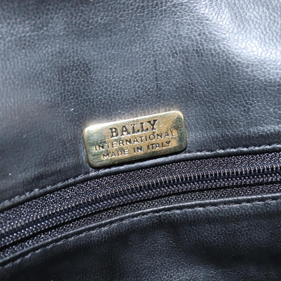 BALLY Chain Shoulder Bag Leather Black Gold Auth BA7302