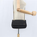 BALLY Chain Shoulder Bag Leather Black Gold Auth BA7302-23