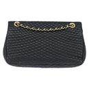 BALLY Chain Shoulder Bag Leather Black Gold Auth BA7302-2