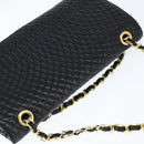 BALLY Chain Shoulder Bag Leather Black Gold Auth BA7302-6