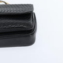 BALLY Chain Shoulder Bag Leather Black Gold Auth BA7303-15