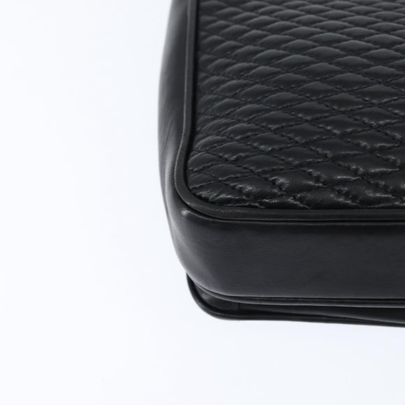 BALLY Chain Shoulder Bag Leather Black Gold Auth BA7303