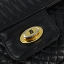 BALLY Chain Shoulder Bag Leather Black Gold Auth BA7303-17