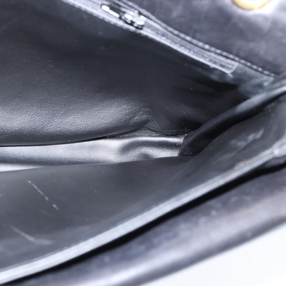 BALLY Chain Shoulder Bag Leather Black Gold Auth BA7303