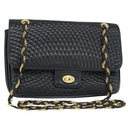BALLY Chain Shoulder Bag Leather Black Gold Auth BA7303-1