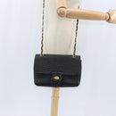 BALLY Chain Shoulder Bag Leather Black Gold Auth BA7303-22