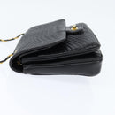 BALLY Chain Shoulder Bag Leather Black Gold Auth BA7303-3