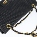 BALLY Chain Shoulder Bag Leather Black Gold Auth BA7303-6