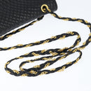 BALLY Chain Shoulder Bag Leather Black Gold Auth BA7303-7