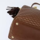 BALLY Tote Bag Leather Brown Gold Auth BA7304-9