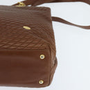 BALLY Tote Bag Leather Brown Gold Auth BA7304-14