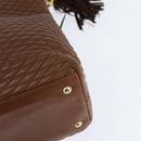 BALLY Tote Bag Leather Brown Gold Auth BA7304-16