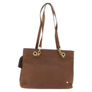 BALLY Tote Bag Leather Brown Gold Auth BA7304-1
