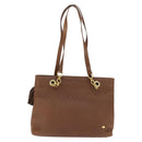 BALLY Tote Bag Leather Brown Gold Auth BA7304-13