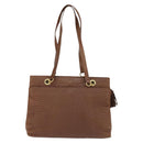 BALLY Tote Bag Leather Brown Gold Auth BA7304-2
