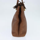 BALLY Tote Bag Leather Brown Gold Auth BA7304-3