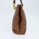 BALLY Tote Bag Leather Brown Gold Auth BA7304-4