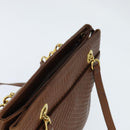 BALLY Tote Bag Leather Brown Gold Auth BA7304-6