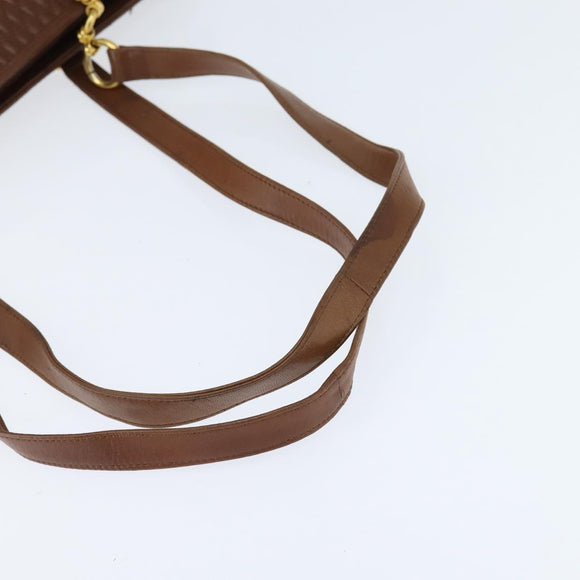 BALLY Tote Bag Leather Brown Gold Auth BA7304