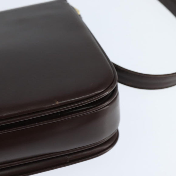 BALLY Shoulder Bag Leather Brown Gold Auth BA7305