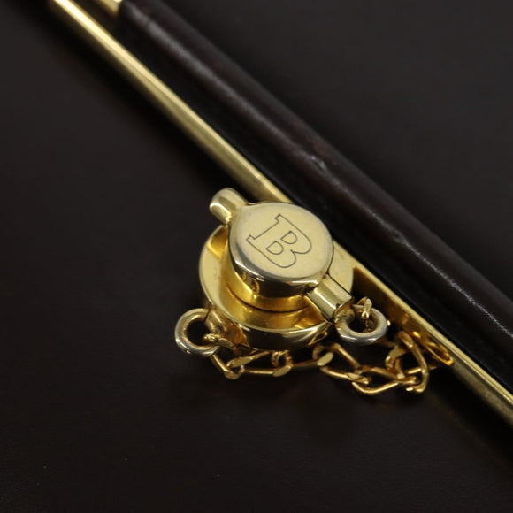 BALLY Shoulder Bag Leather Brown Gold Auth BA7305