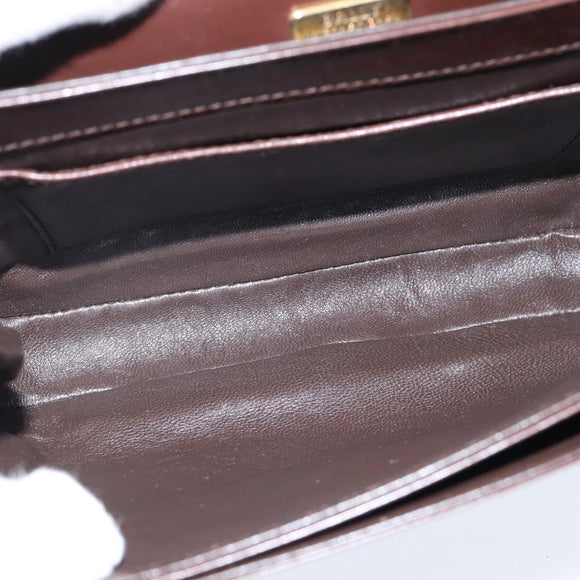 BALLY Shoulder Bag Leather Brown Gold Auth BA7305