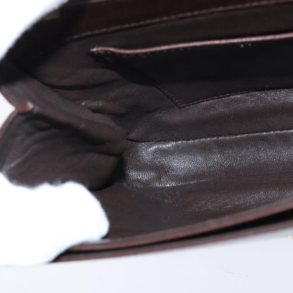 BALLY Shoulder Bag Leather Brown Gold Auth BA7305