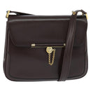 BALLY Shoulder Bag Leather Brown Gold Auth BA7305-1