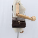 BALLY Shoulder Bag Leather Brown Gold Auth BA7305-22