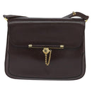 BALLY Shoulder Bag Leather Brown Gold Auth BA7305-13