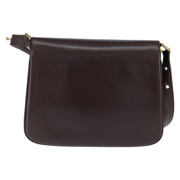 BALLY Shoulder Bag Leather Brown Gold Auth BA7305