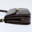 BALLY Shoulder Bag Leather Brown Gold Auth BA7305-3