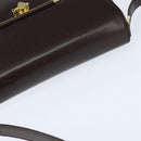 BALLY Shoulder Bag Leather Brown Gold Auth BA7305-6