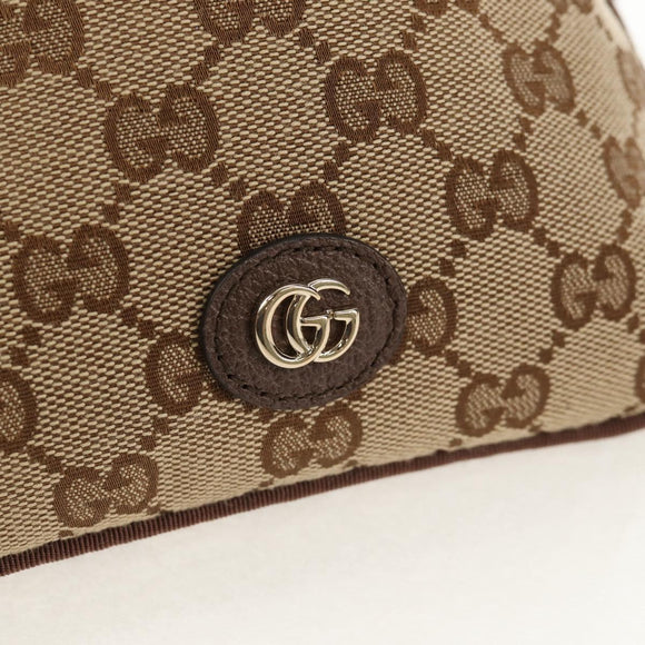 GUCCI GG Canvas Web Sherry Line Drawstring Pouch Beige Gold Auth BA7306M