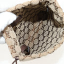 GUCCI GG Canvas Web Sherry Line Drawstring Pouch Beige Gold Auth BA7306M-16