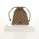GUCCI GG Canvas Web Sherry Line Drawstring Pouch Beige Gold Auth BA7306M-20