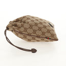 GUCCI GG Canvas Web Sherry Line Drawstring Pouch Beige Gold Auth BA7306M-4