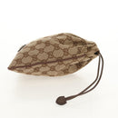 GUCCI GG Canvas Web Sherry Line Drawstring Pouch Beige Gold Auth BA7306M-5