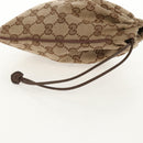 GUCCI GG Canvas Web Sherry Line Drawstring Pouch Beige Gold Auth BA7306M-7
