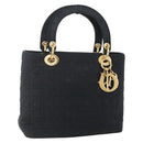 Christian Dior Canage Hand Bag Nylon Black Gold Auth BA7307-1