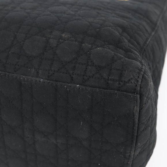 Christian Dior Canage Hand Bag Nylon Black Gold Auth BA7307