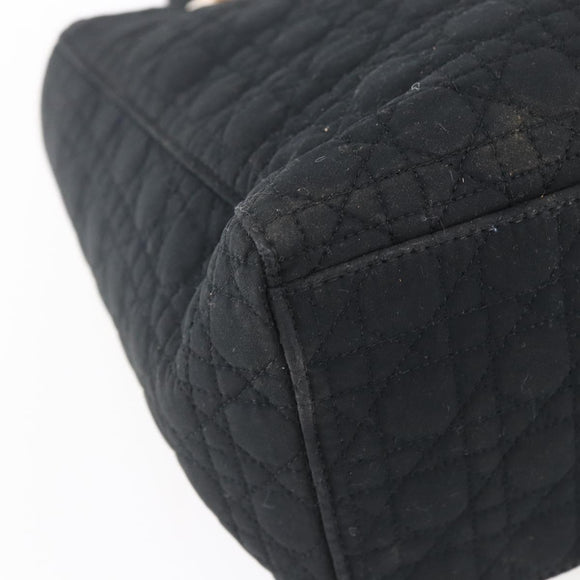 Christian Dior Canage Hand Bag Nylon Black Gold Auth BA7307