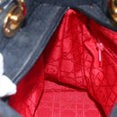 Christian Dior Canage Hand Bag Nylon Black Gold Auth BA7307-21