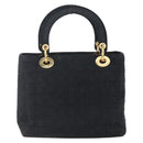 Christian Dior Canage Hand Bag Nylon Black Gold Auth BA7307-2