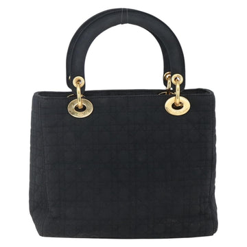 Christian Dior Canage Hand Bag Nylon Black Gold Auth BA7307 - 0