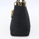 Christian Dior Canage Hand Bag Nylon Black Gold Auth BA7307-4