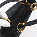 Christian Dior Canage Hand Bag Nylon Black Gold Auth BA7307-6