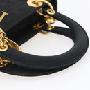 Christian Dior Canage Hand Bag Nylon Black Gold Auth BA7307-7